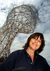 An artist and her work.