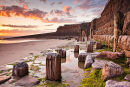 Wooden Post with Sunset